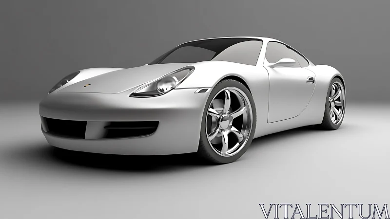 High-poly white sports coupe rendered with studio-style soft lighting