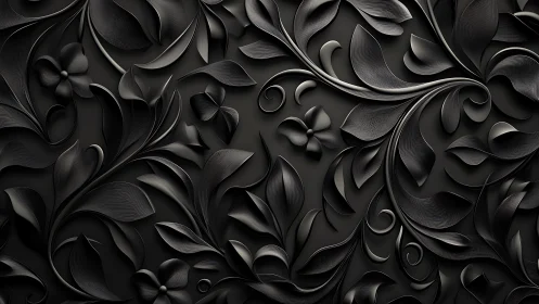 Velvet night foliage swirling in sculpted monochrome bloom.