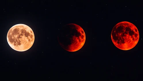 Sequential lunar eclipse phases under high-contrast astro-optics.
