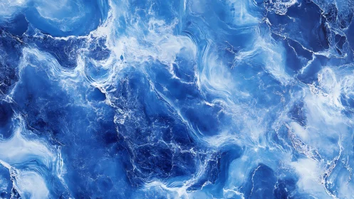 Abstract blue marble texture with fluid dynamic swirls pattern.