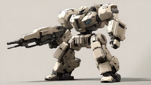 Armored bipedal combat mech rendered in high-detail digital style
