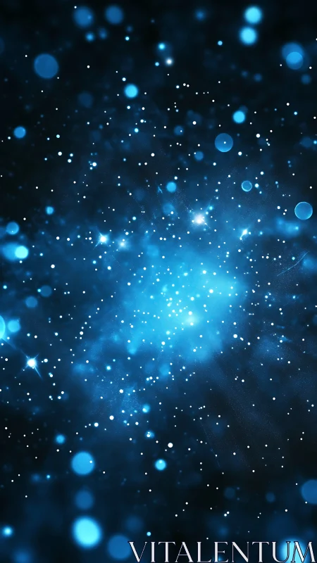 Deep blue stellar bokeh field with luminous nebular haze
