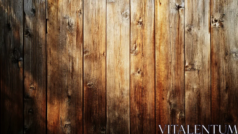 Sunlit rustic wooden boards glow with cozy natural warmth