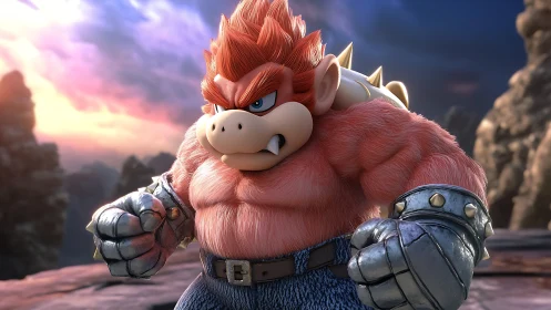 Muscular anthropomorphic creature rendered in high detail 3D scene