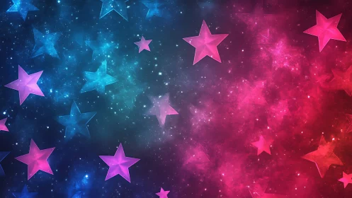 Bicolor nebula sky with translucent magenta and cyan stars.