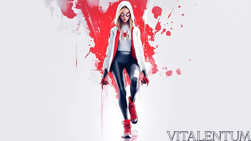 Stylized spider-themed character centered on white ground