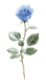 Blue rose stem rendered with soft botanical detail