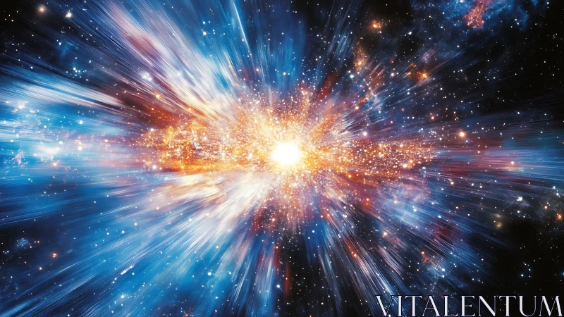 Radiant cosmic explosion bursting with starlit wonder.