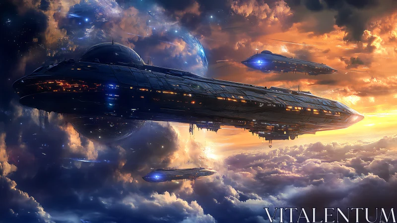 Hypersonic orbital carriers transiting stratocloud nebulae.