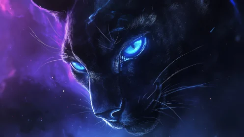 Neon Lynx: Digital Feline with Luminescent Blue Eyes.