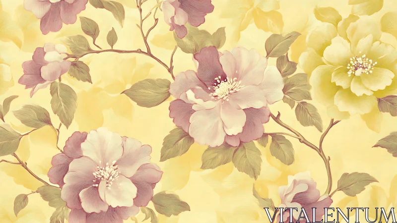 Botanical Florals with Soft Mauve and Cream Layered Composition