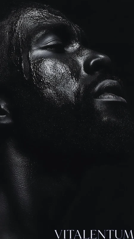 Midnight-lit profile caught between shadow and shine.