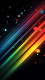 Diagonal prismatic light trails over dark bokeh field. Period.