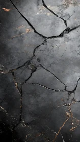 Cracked dark stone surface displays irregular fracture network