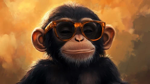 Cool sunset simian leans back into a swaggering golden haze