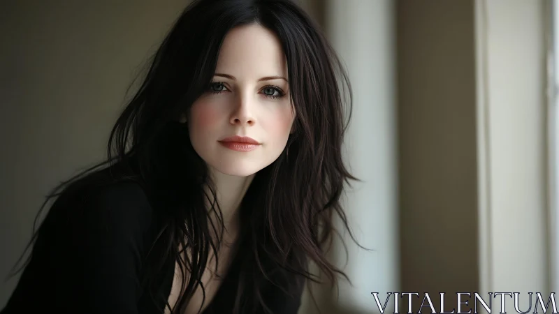 Portrait of woman in soft indoor natural window light.
