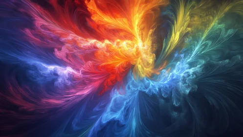 Fractal chromatic vortex with radial energy dispersion design.