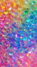 Iridescent macro droplets over vibrant prismatic spectrum.