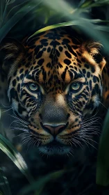 Jungle shadows cradle a leopard’s unblinking electric gaze