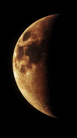 Copper Crescent Moon Sailing Through Silent Cosmic Ink.