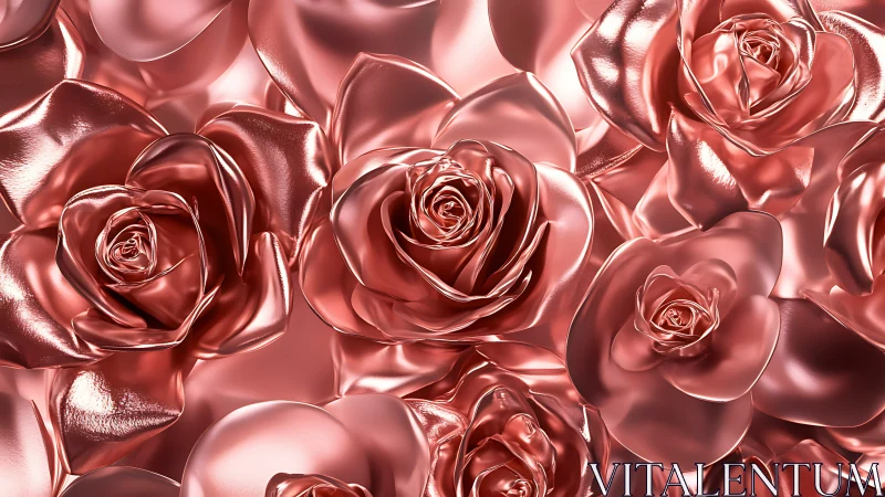 Metallic Rose Cluster: Luxurious 3D Floral Composition.