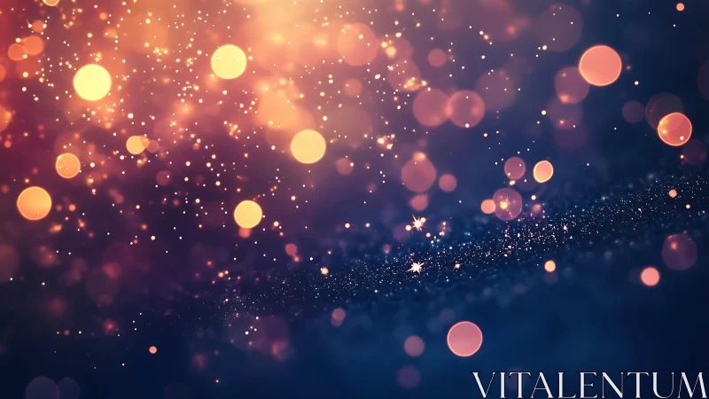 Glowing Bokeh Lights on Deep Blue Abstract Background, Digital Art.