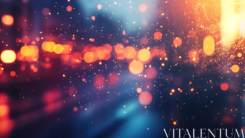 Abstract bokeh lights in vibrant blue and orange hues, digital art.