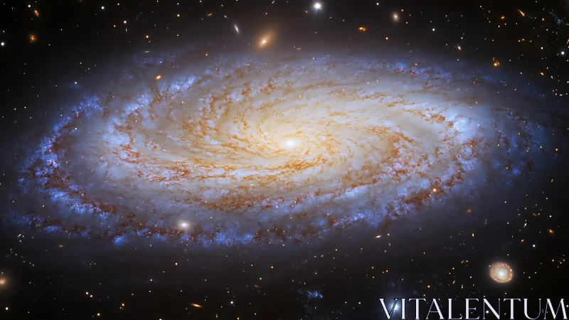 Spiral galaxy pirouettes in starlit dust across deep space