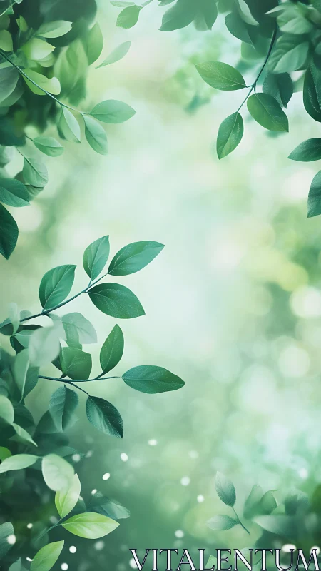 Digital foliage canopy with soft bokeh depth composition.