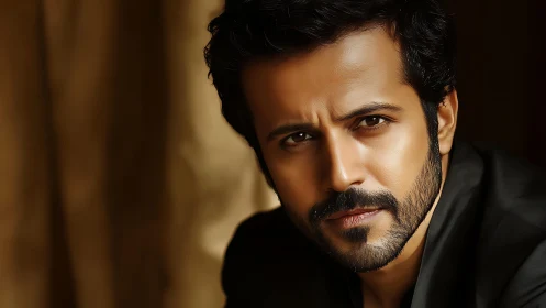 Digital painting portrait with cinematic low key lighting focus.