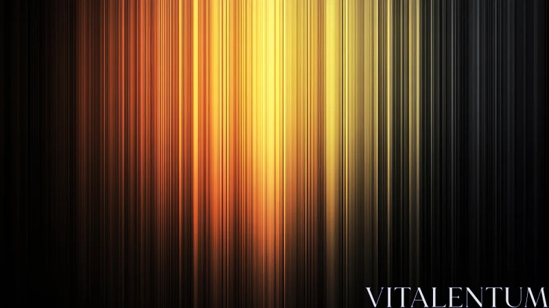 Vertical Light Streaks Abstract Art in Warm Gold and Black Tones.