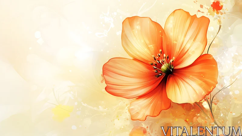 Translucent Poppy Blossom With Warm Gradient Rendering