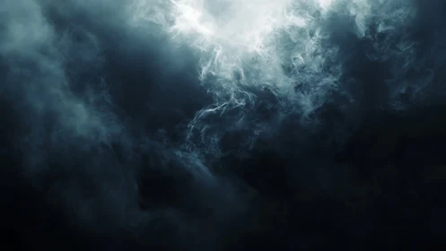 Moody blue smoke cloud swirls through deep dark void