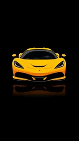 Golden sports car glows confidently against deep black space