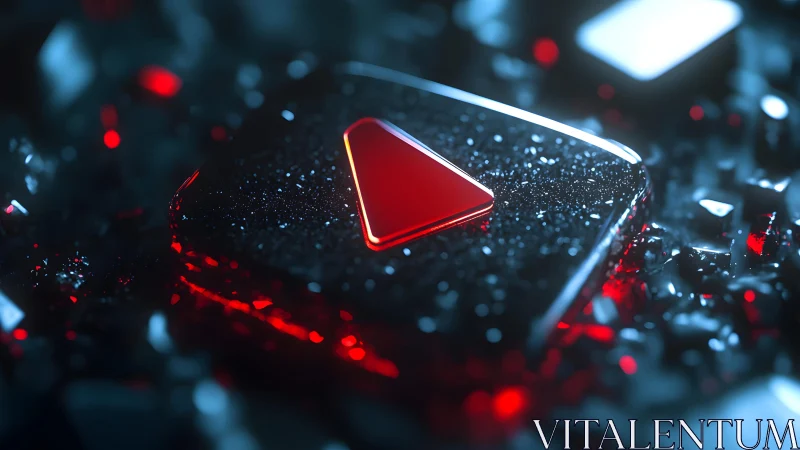 Futuristic YouTube Play Button in Glittering Neon Style.