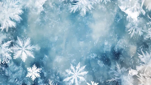 Gentle snowflakes drifting in a dreamy winter sky.