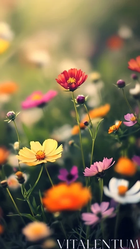 Dreamgarden Cosmos: Radiant Petals in Technicolor Blur.