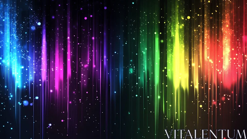 Chromatic lightfall spectrum in vertical digital abstraction.