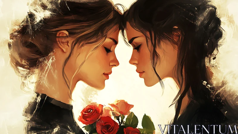 Twin Profile Portraits: Romantic Double Exposure Digital Composition.