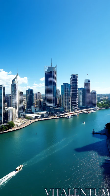 Sunlit riverside skyline where boats and city quietly mingle.