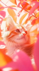 Luminous Feline Portrait in Warm Gradient Palette.