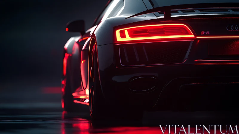 Midnight supercar carves neon streaks through glossy silence