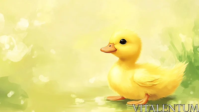 Sunny yellow duckling rendered in soft digital light painting.