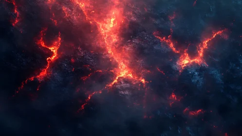 Rendered Lava Flow Network Across Textured Surface