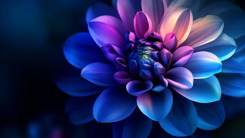 Polychromatic Layered Dahlia with Chromatic Gradient Illumination.