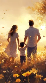 Golden Family Moment Unfolds Against Twilight's Dreamy Glow