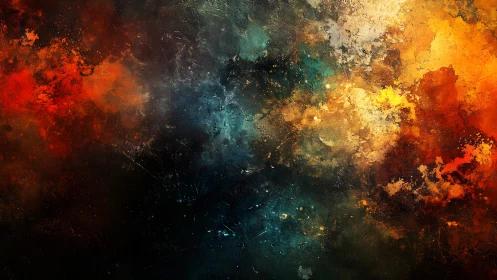 Vivid Abstract Canvas with Fiery Orange and Cool Blue Tones.