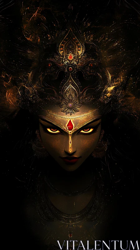 Divine warrior visage with molten gold celestial aura.