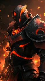 Armored infernal knight rendered with molten core highlights