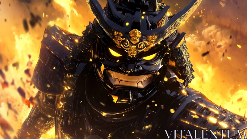 Digital rendering shows armored warrior amid controlled flames